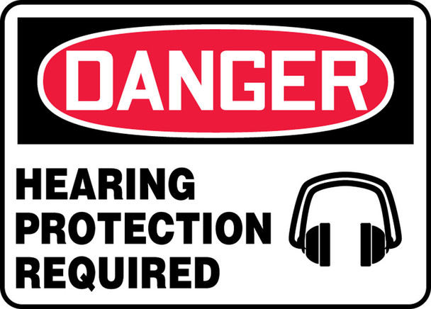 OSHA Danger Safety Sign: Hearing Protection Required 10" x 14" Accu-Shield 1/Each - MPPA023XP