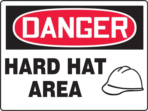 OSHA Danger Safety Sign: Hard Hat Area 10" x 14" Accu-Shield 1/Each - MPPA027XP