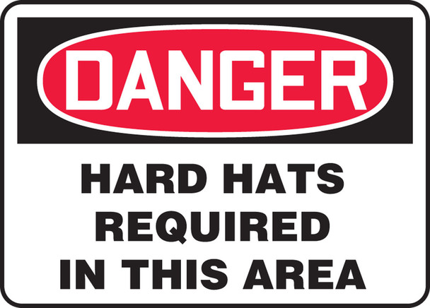 OSHA Danger Safety Sign: Hard Hats Required In This Area 10" x 14" Aluma-Lite 1/Each - MPPA029XL