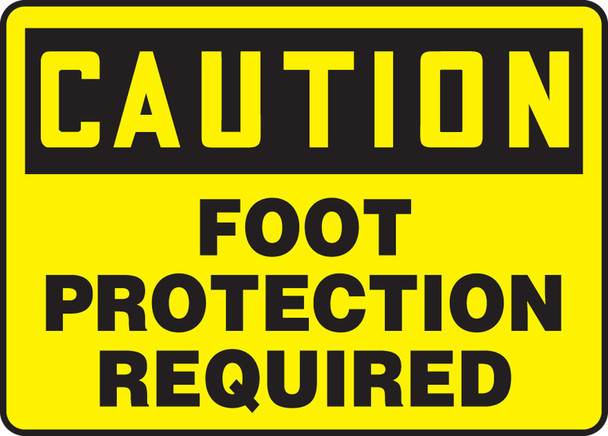 OSHA Caution Safety Sign: Foot Protection Required 7" x 10" Adhesive Vinyl 1/Each - MPPA601VS