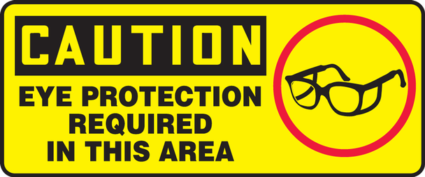 OSHA Caution Safety Sign: Eye Protection Required In This Area 7" x 17" Aluma-Lite 1/Each - MPPA623XL