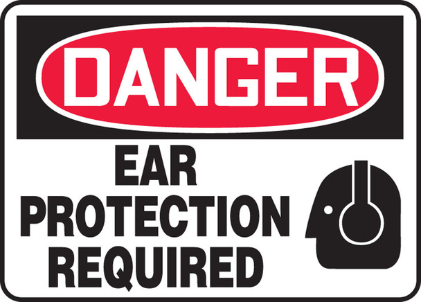 OSHA Danger Safety Sign: Ear Protection Required 7" x 10" Aluma-Lite 1/Each - MPPE031XL