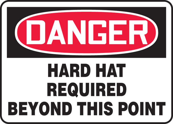 OSHA Danger Safety Sign: Hard Hat Required Beyond This Point 10" x 14" Aluminum 1/Each - MPPE066VA