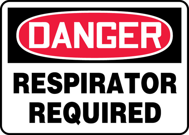 OSHA Danger Safety Sign: Respirator Required 7" x 10" Adhesive Vinyl 1/Each - MPPE159VS