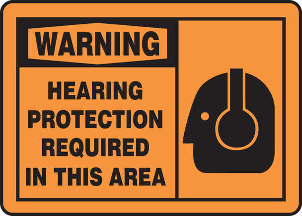 OSHA Warning Safety Sign: Hearing Protection Required In This Area 10" x 14" Adhesive Vinyl / - MPPE322VS