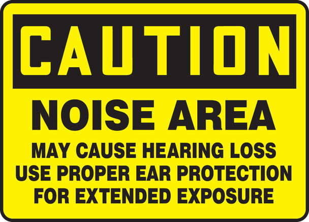 OSHA Caution Safety Sign: Noise Area 7" x 10" Dura-Plastic 1/Each - MPPE402XT
