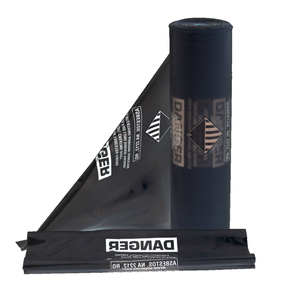 6 Mil Black 30x40 Printed Asbestos Bags 100/roll Jendco Safety Supply