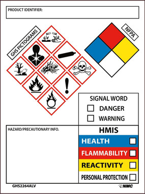 Ghs Secondary Container Labels Write On With Picto Images Nfpa Hmis Signal Word Info 4x3 Ps Vinyl 250roll Jendco Safety Supply