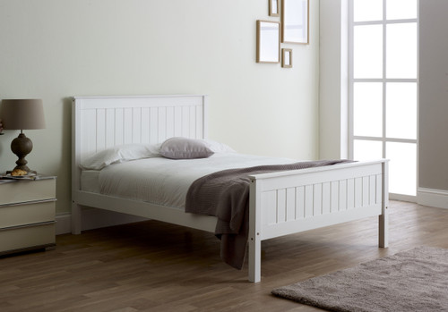 Limelight Taurus White Wooden Bedstead (High Foot End)