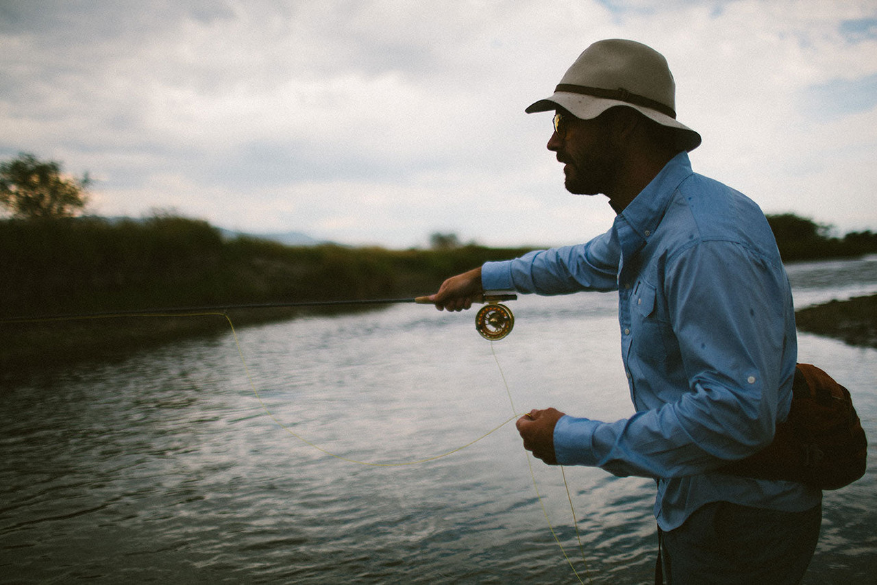 The Angler's Shirt, Solid Blue $168 | The Angler's Frame, Medium Yellow PC $188