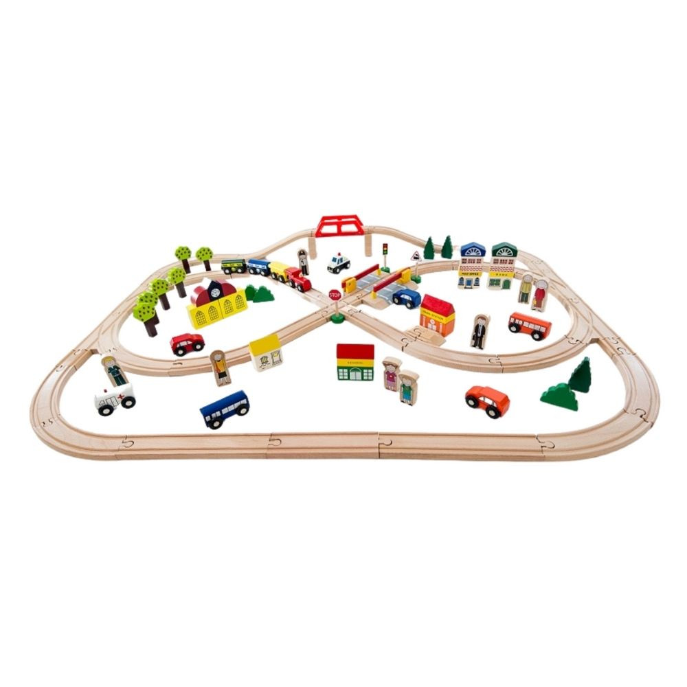 Basic Train Set 100 Piece Wooden Train Set | Early Years Resources