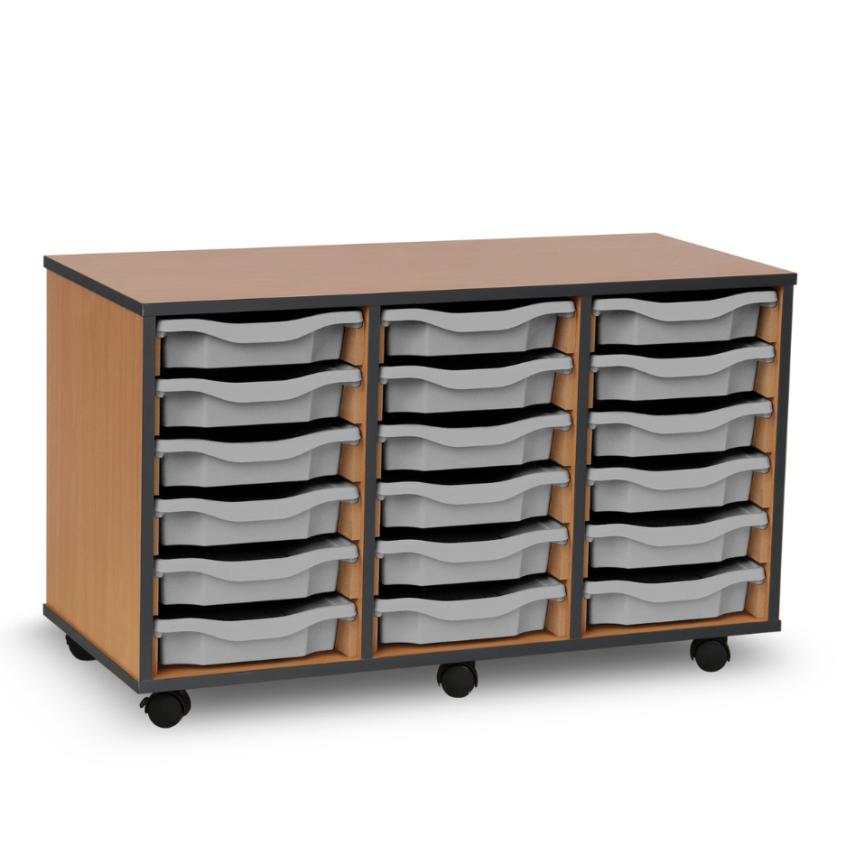 Beech MFC Tray Storage Unit With Coloured Edging | EYR