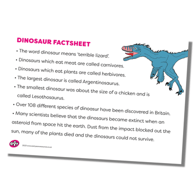 Dinosaur Fact File Examples Dinosaur fact file | EYR