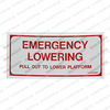 066558-000: Upright DECAL - EMERGENCY LOWERING