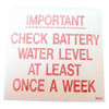 2003: Aftermarket Terex Decal - Battery Water Level