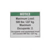 37052: Aftermarket Genie Decal - Notice Max Load 500 Lbs