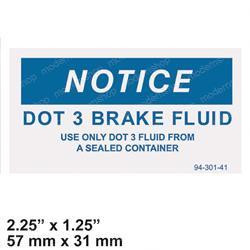 94-301-41: Aftermarket Taylor Dunn Decal Dot 3 Brake Fluid