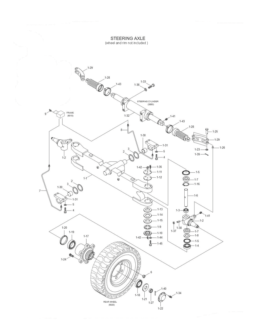 Breakdown of 8DFQ-53002: Hyundai OEM Axle Assy - Steering Breakdown of 8DFQ-53002: Hyundai OEM Axle Assy - Steering