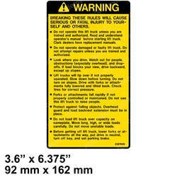 2387649: Aftermarket Clark Decal - Safety Instructions