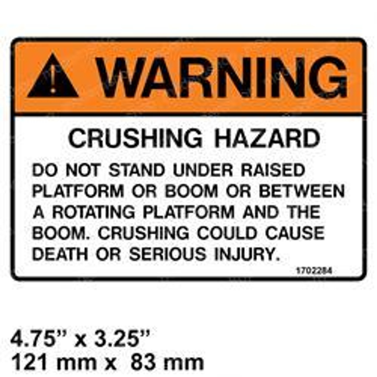 1702284: Aftermarket Jlg Decal - Crush Hazard