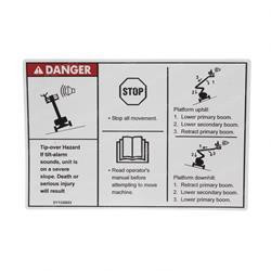 114397: Aftermarket JLG Decal - Danger Tilt Alarm
