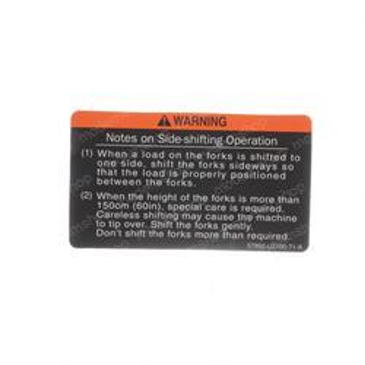 57892-U2100-71: Aftermarket Toyota Forklift Decal - Caution Plate 57892-U2100-71: Aftermarket Toyota Forklift Decal - Caution Plate