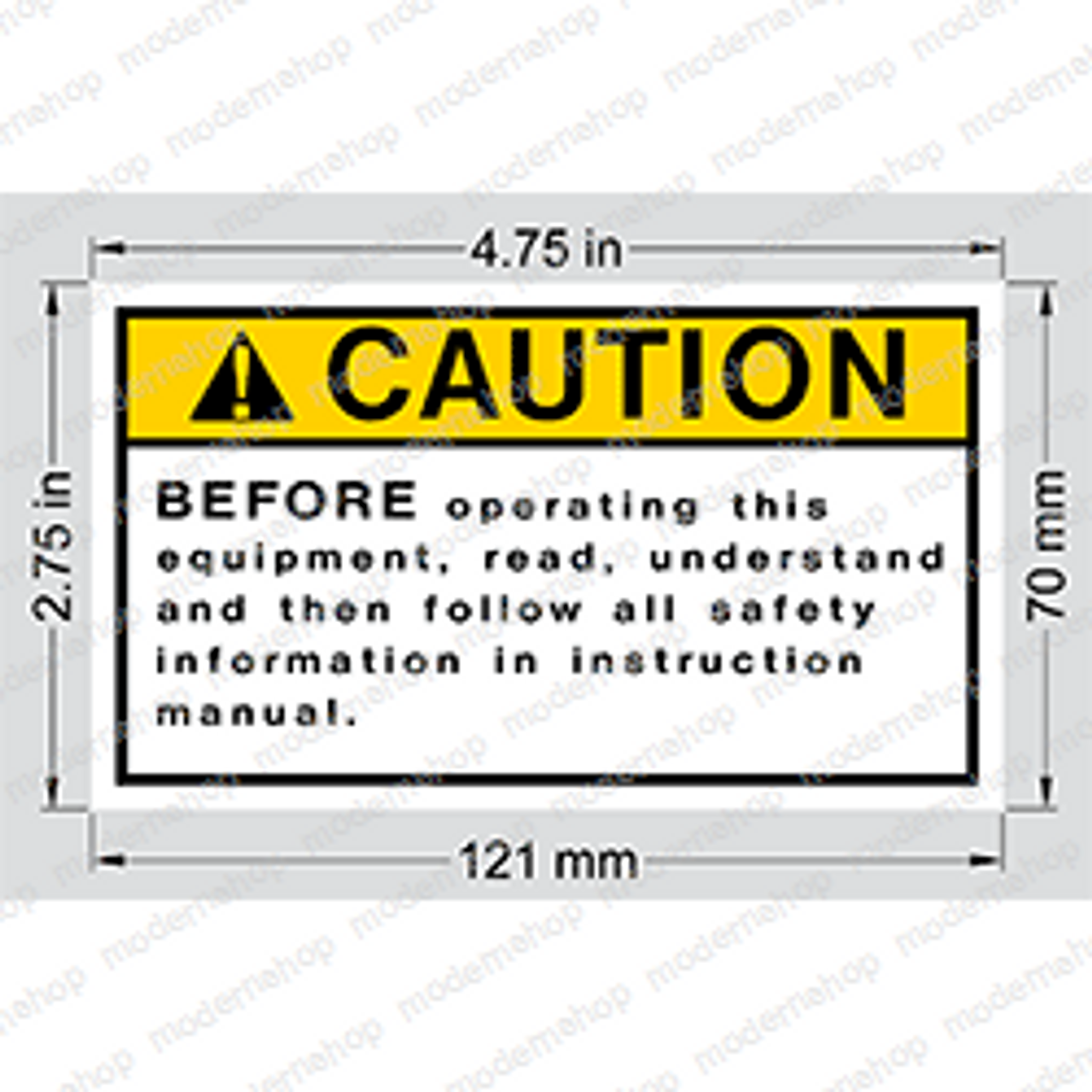 66554-000: Upright DECAL - CAUTION READ INSTRUCTN