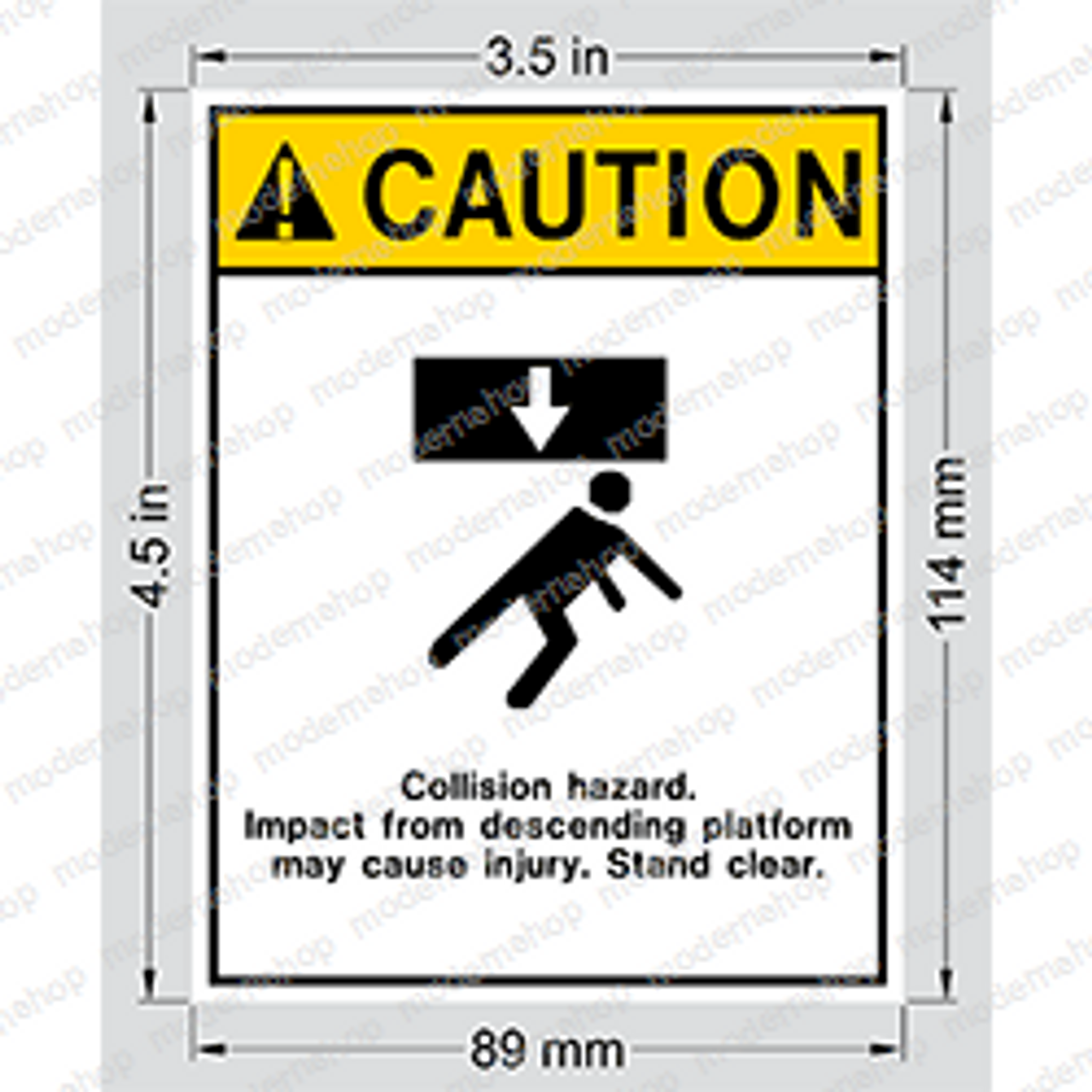 66556-000: Upright DECAL - CAUTION DESCENDING PLAT