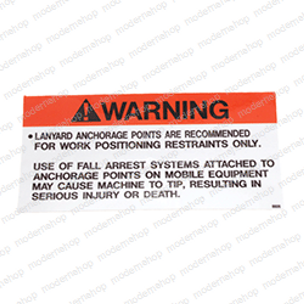 8606: MEC (Mayville Eng) DECAL - WARNING POS RESTRAINTS