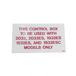 8770: Aftermarket Mec (Mayville Eng) Decal - Control Box Id 203332