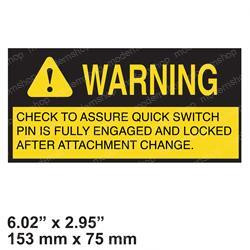 91033023: Aftermarket JLG Decal - Warning Quick Switch