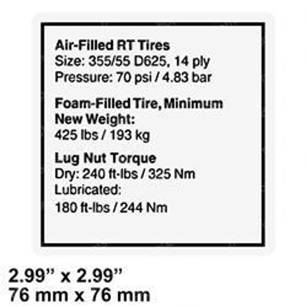 133464: Aftermarket Genie Decal-Notice Tire Pressure