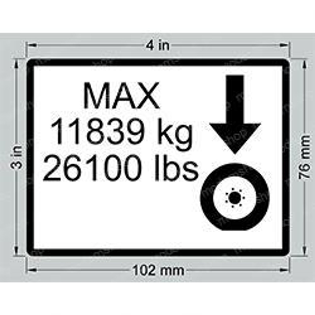 1703481: Aftermarket Gradall Decal Max Tire Load