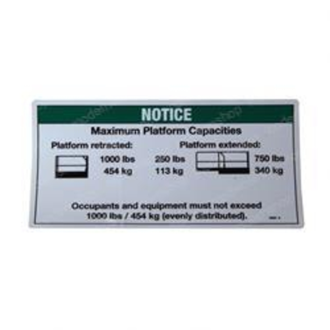 78027: Aftermarket Genie Decal Notice Max Cap 2646 Au