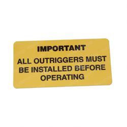 9216: Aftermarket JLG Decal Important All Out.