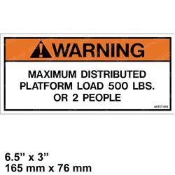 066557-001: Aftermarket Upright Decal - Max Load 500LBS