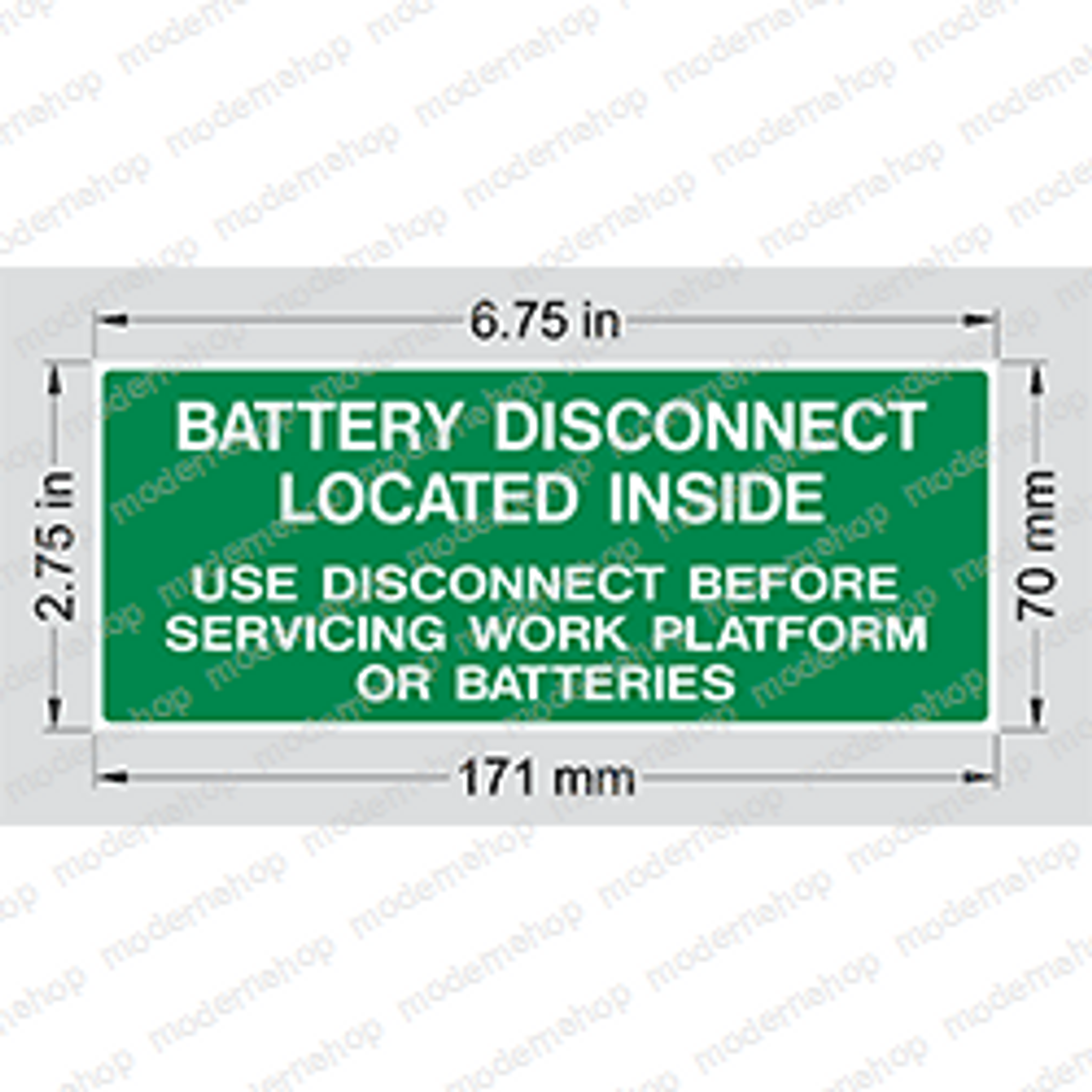 107051-000: Upright DECAL - BATTERY DISCONNECT