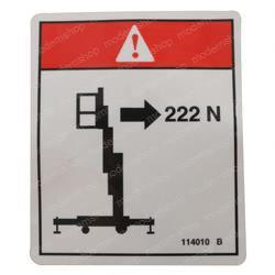 114010: Aftermarket Genie Decal Danger-side Force 222N