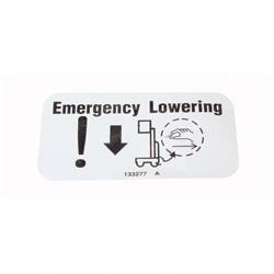 133277: Aftermarket Genie Decal Label Emergency Lowering