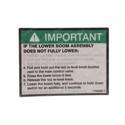 1702265: Aftermarket Gradall Decal Important-manual Descent