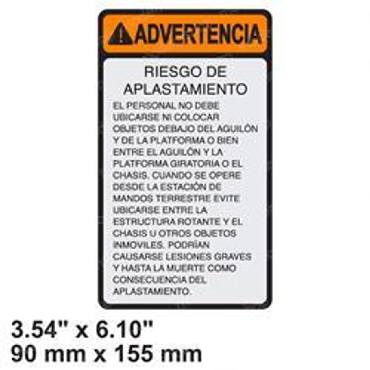 1702576: Aftermarket Jlg Decal Crush Hazard(Spa Lat Am