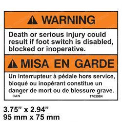 1703984: Aftermarket JLG Decal Foot Switch (can)