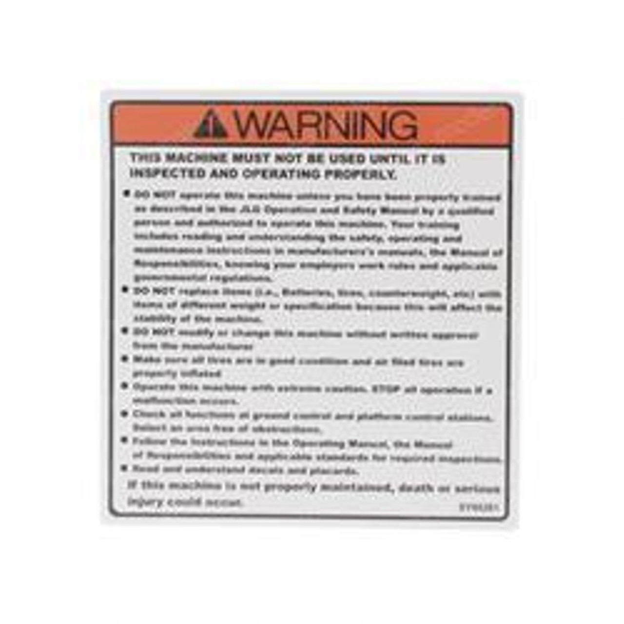 1705336: Aftermarket Gradall Decal - Inspection 1350Sjp