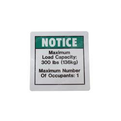 27851: Aftermarket Genie Decal Max. Capacity 300 Lbs
