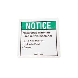 29803: Aftermarket Genie Decal Notice Hazard.matls.dc
