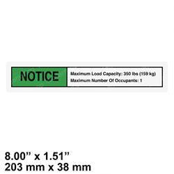 31069: Aftermarket Genie Decal Notice MAX.CAP.350 Lbs