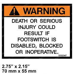 3252347: Aftermarket JLG Decal - Warning