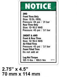 32719: Aftermarket Genie Decal Notice Tire Pressure