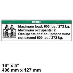 32998: Aftermarket Genie Decal Notice Max Load 600 Lbs