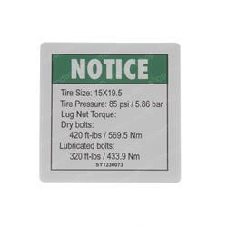 33973: Aftermarket Genie Decal - Notice Tire Pressure